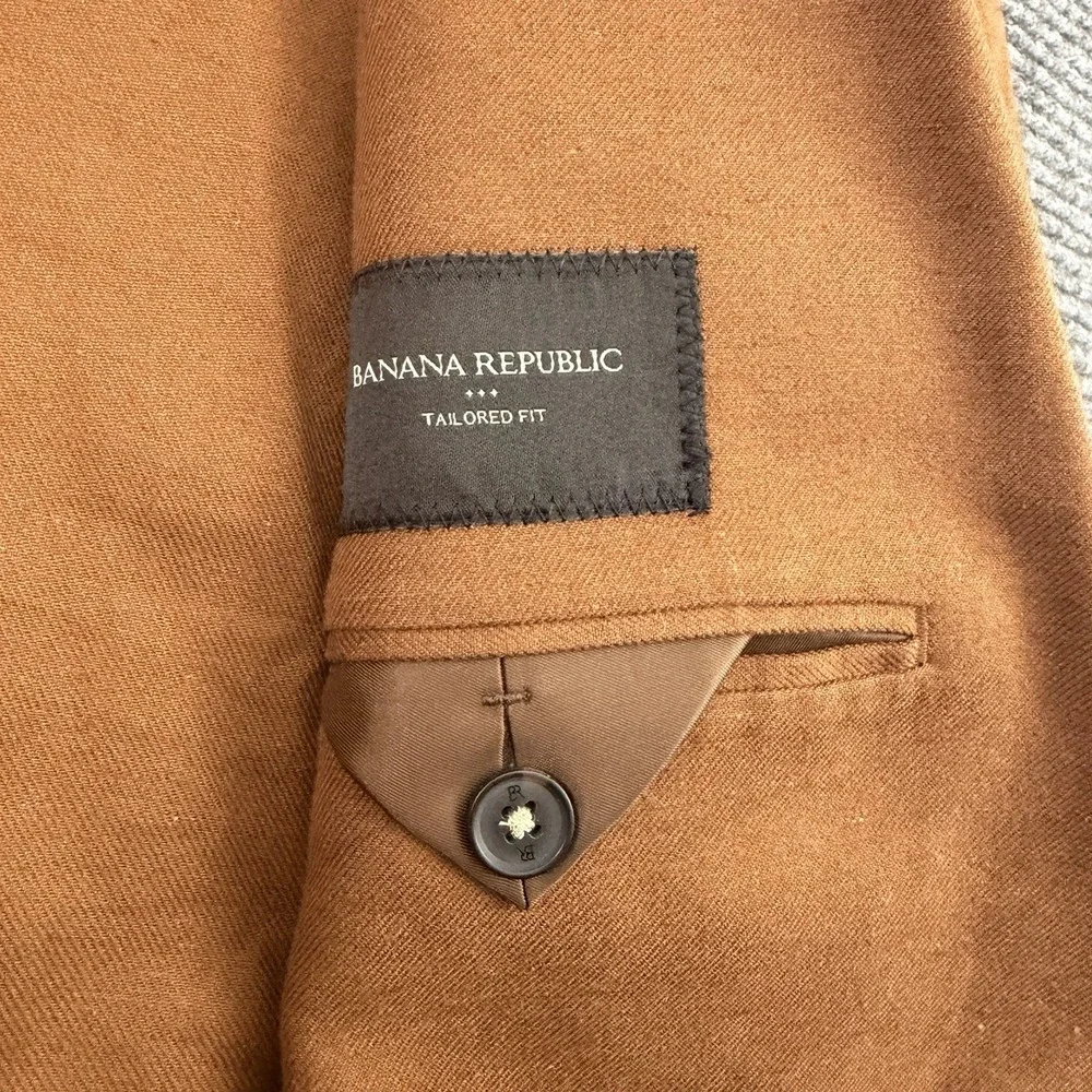 Banana‎ Republic Linen Blend Blazer Men's 38 Short Chocolate Brown Two Button